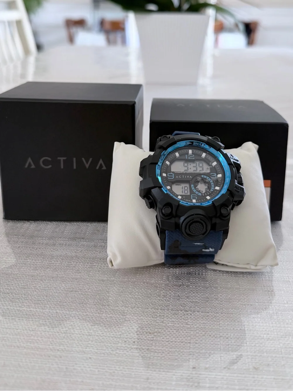 Activa  Men’s Black Watch with Blue Camouflage Strap